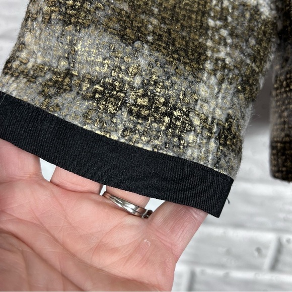 LAND’S END Petite Wool Blazer Jacket | Plaid Metallic gold threads with wool - Picture 8 of 9